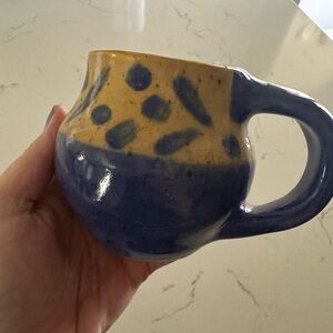 Unique Blue and Yellow Ceramic Mug